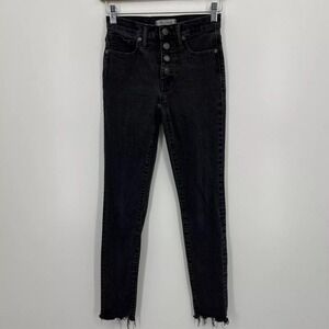 Madewell Jeans Women's Size 24 Black‎ 9" High-Rise Skinny Button Fly Ankle Dark